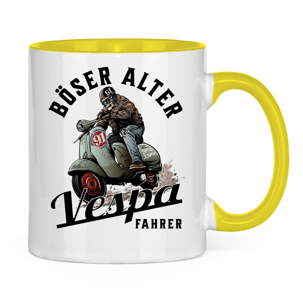 Tasse Böser alter Vespa Fahrer mit Vespa schwarz