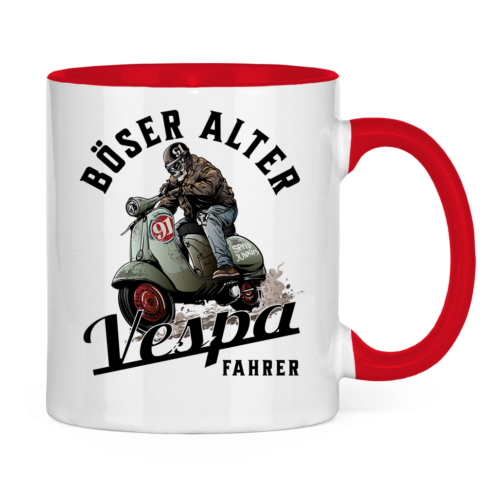 Tasse Böser alter Vespa Fahrer mit Vespa schwarz
