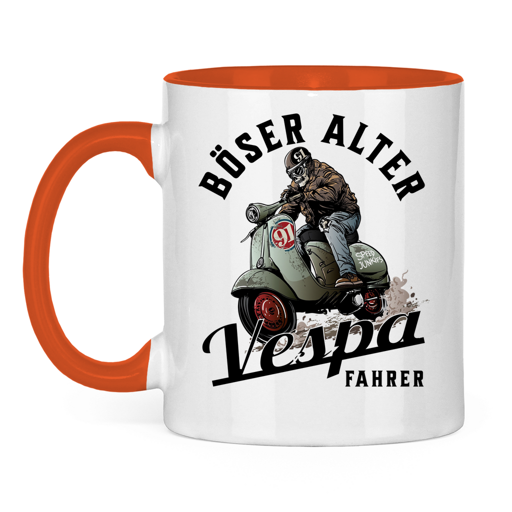 Tasse Böser alter Vespa Fahrer mit Vespa schwarz