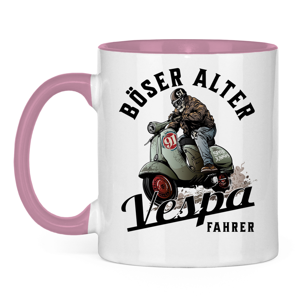 Tasse Böser alter Vespa Fahrer mit Vespa schwarz