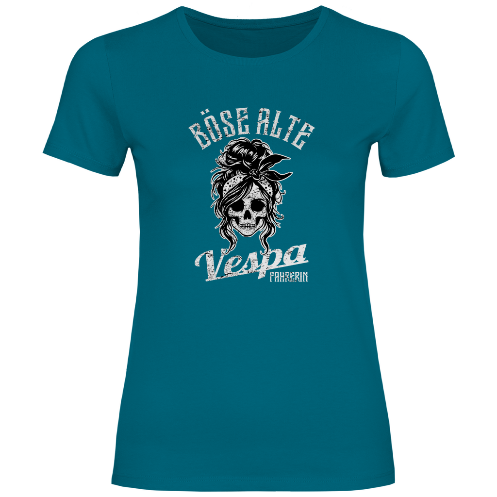 Böse alte Vespa fahrerin Damen T-Shirt