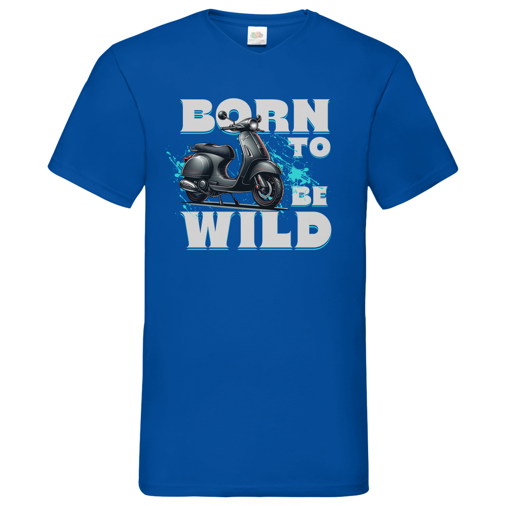BORN TO BE WILD Vespa GTS V-Neck T-Shirt