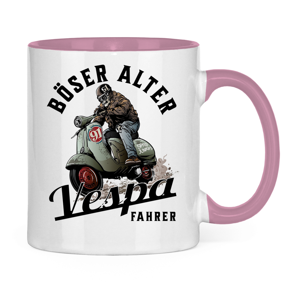 Tasse Böser alter Vespa Fahrer mit Vespa schwarz