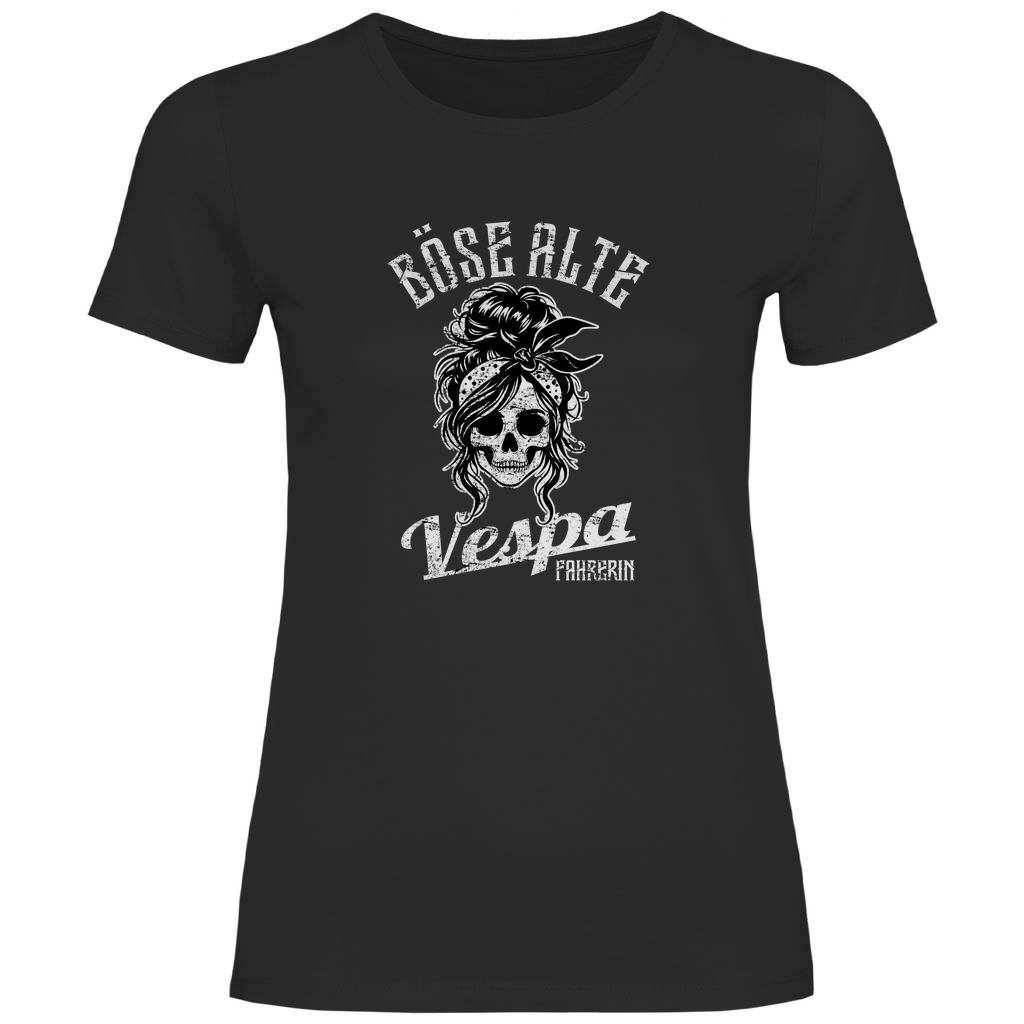 Böse alte Vespa fahrerin Damen T-Shirt