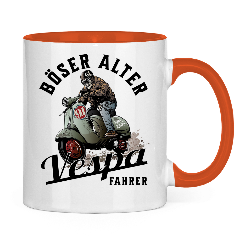 Tasse Böser alter Vespa Fahrer mit Vespa schwarz