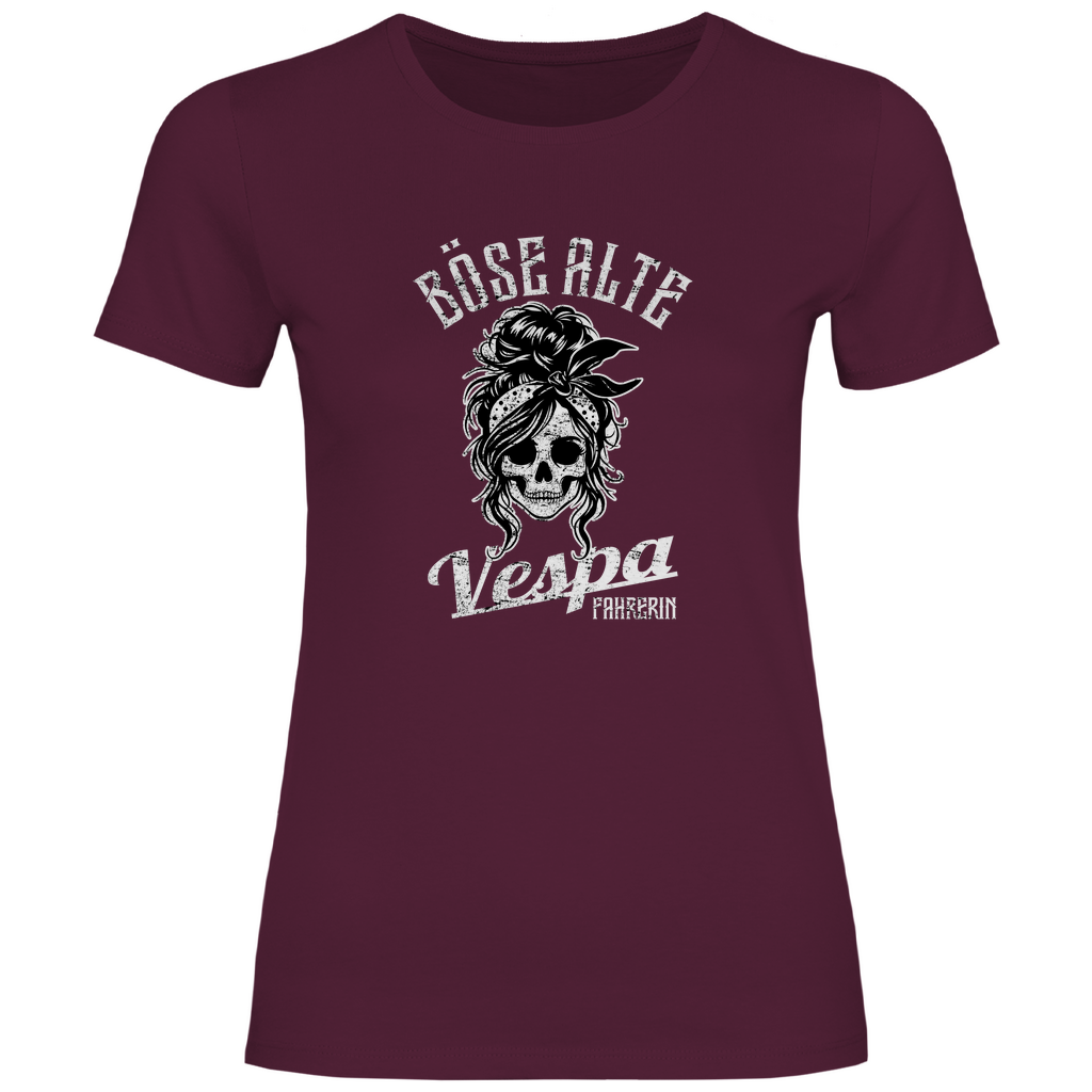 Böse alte Vespa fahrerin Damen T-Shirt